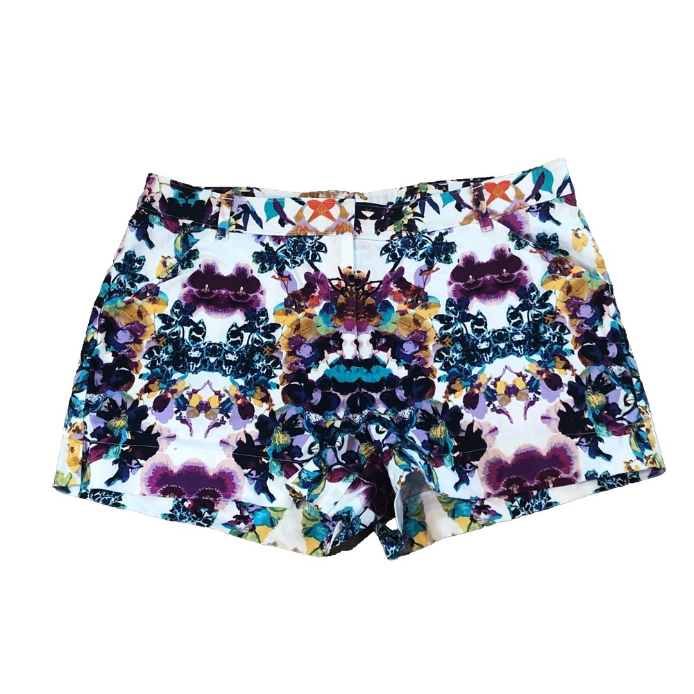 Nicole Miller Womens Floral Patterned Shorts 8 Boho Chic Fairy Whimsy Artsy